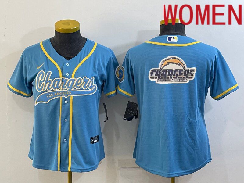 Women Los Angeles Chargers Blank Light Blue 2022 Nike Co branded NFL Jersey->women nfl jersey->Women Jersey